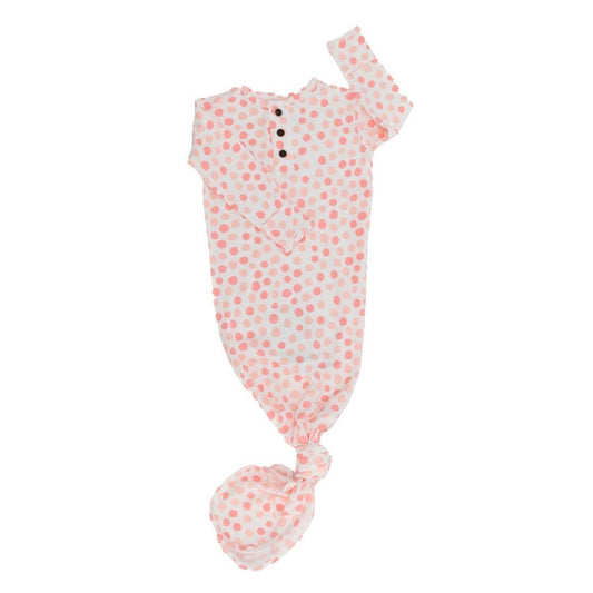 Knotted Gown - Polka Dot Pink