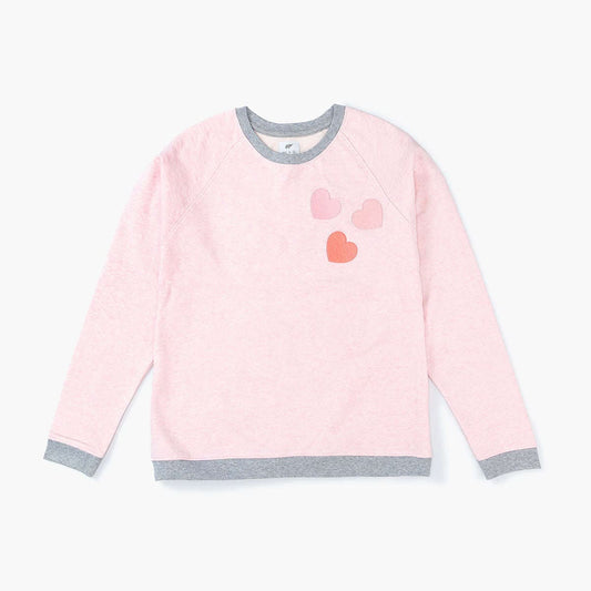 Adult Embroidered Crewneck Sweatshirt - Valentine's Day Pink Hearts