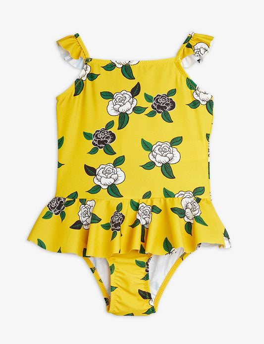 Roses Uv Skirt Swimsuit - Yellow