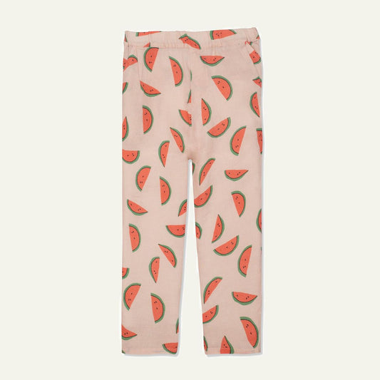 Watermelon Slices Linen Kid Pants - Misty Rose