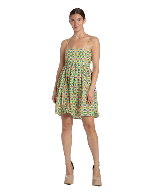 Eloise Bow Back Dress - Mosaic Tile