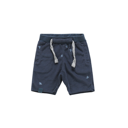 Terry Shorts with Print - Navy