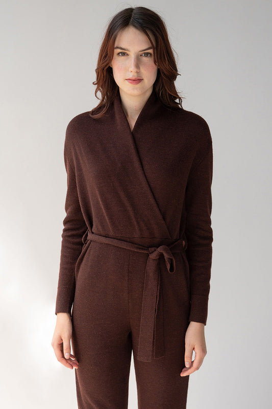 Wrap Neck Jumpsuit - Mahogany