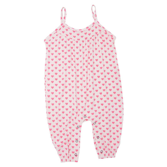 Tank Pant Romper - Pink Hearts