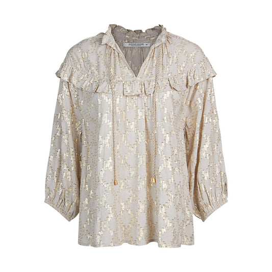 Top ruffle lurex jacquard - Beige