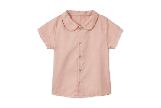 Baby SS Organic Cotton Woven Peter Pan Collared Shirt - Pink Quartz