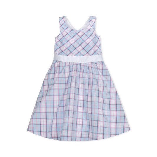Baby Organic Cross Back Party Dress - English Blue Plaid