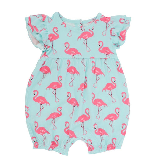 Ruffle Romper - Flamingo Aqua