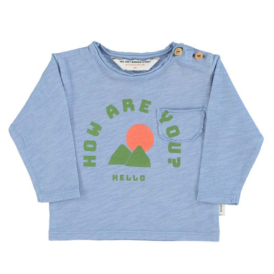 Baby Long Sleeve - Blue w/ "How are you?" Print