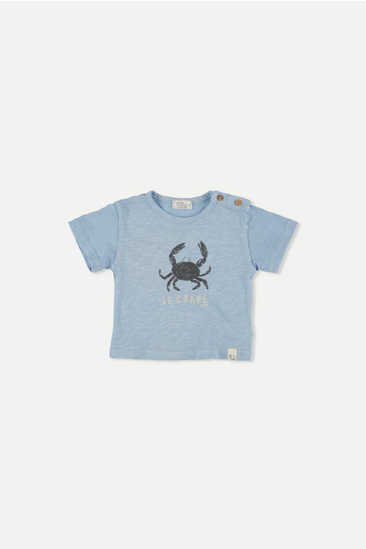 Baby Slub Print T-Shirt Crabe - Blue