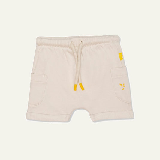 Recycled Cotton Cream Baby Shorts - Natural