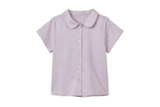 Baby SS Organic Cotton Woven Peter Pan Collared Shirt - Lavender