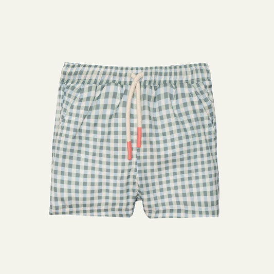Seaqual Recycled Polyester Gingham Baby Swim Trunks - Natural/faded Denim