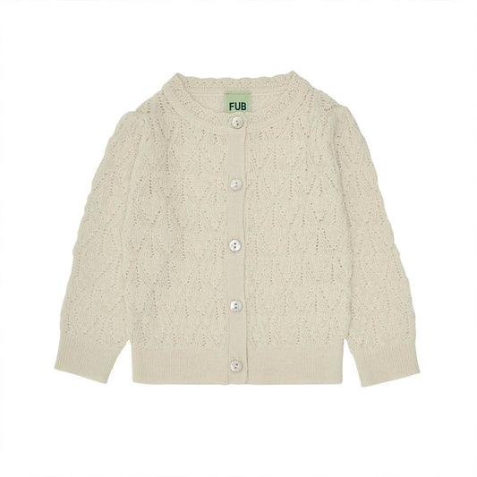 Baby Pointelle & Lace Cardigan - Ecru
