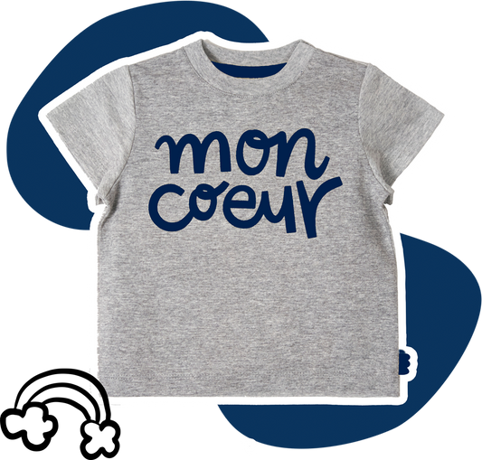 Mon Coeur T-Shirt Navy Logo - Grey