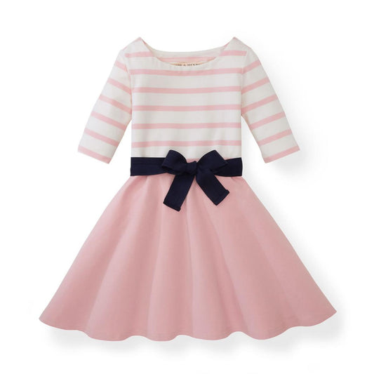 Baby Lightweight Blocked Skater Dress - Light Pink
