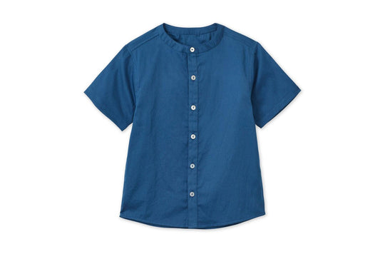 Baby SS Organic Cotton Woven Shirt - Navy Blue