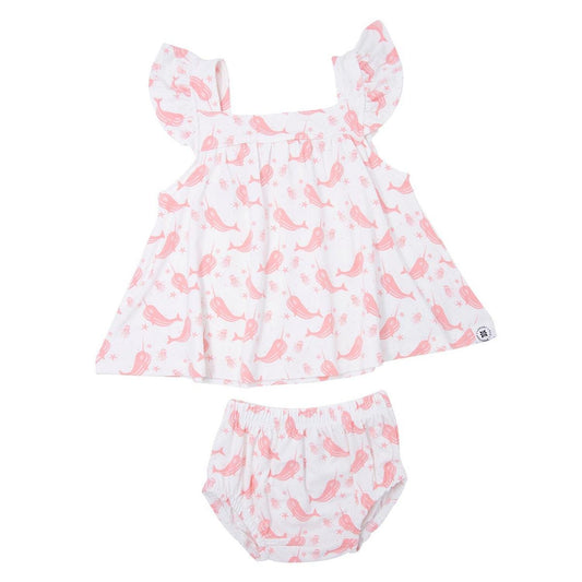 Ruffle Dress & Bloomer - Narwhal Pink