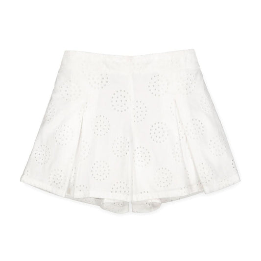 Pleated Pull-On Short - White Circle Eyelet