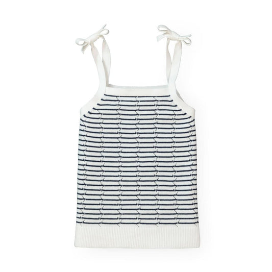 Pointelle Stripe Sweater Tank - Navy Mini Stripe