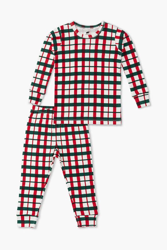 Two-Piece Pajama Set - Festive Plaid