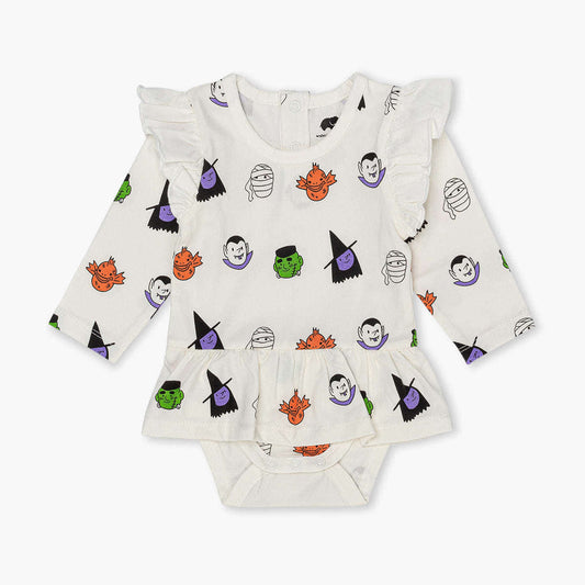Long Sleeve Ruffle All Dressed Up Bodysuit - Spooky Squad