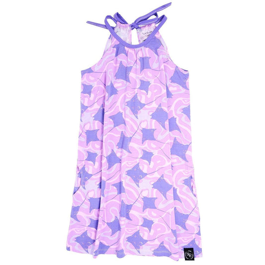 Pillowcase Pocket Dress - Purple Stingrays