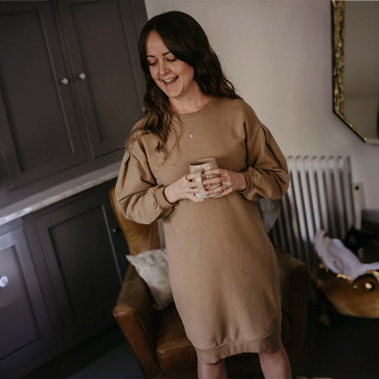 The Women's Oversized Sweater Dress - Camel