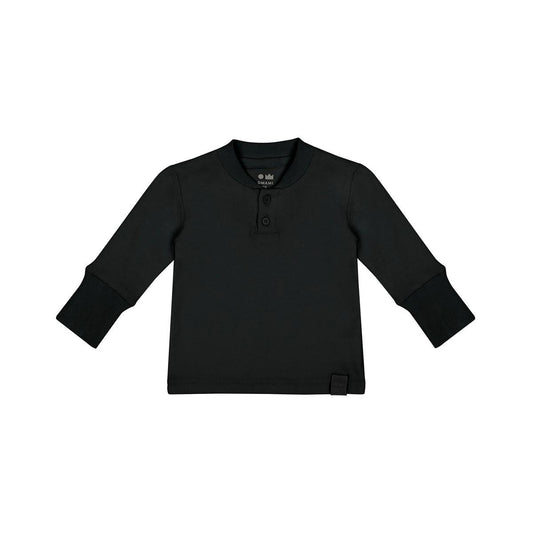 Baby Henley with Long Sleeve - Black