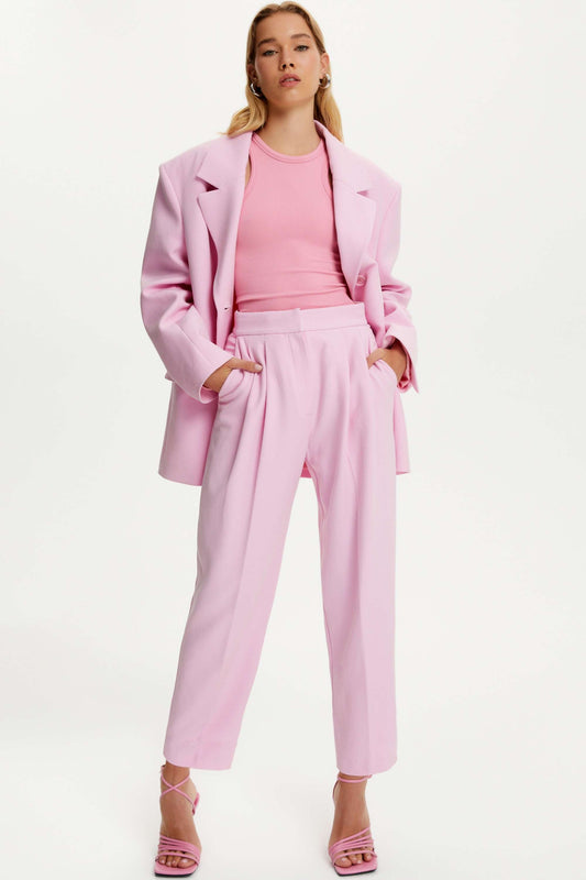 High Waist Carrot Pants - Pink