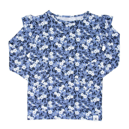 Ruffle Top - Vintage Floral Blue