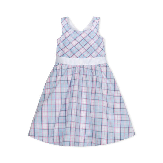 Organic Cross Back Party Dress - English Blue Plaid