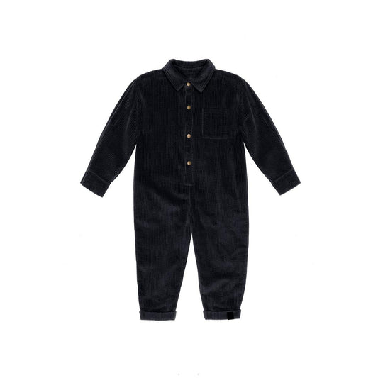 Kids Corduroy Mechanic Jumpsuit - Black