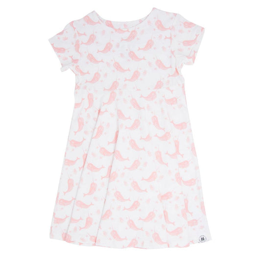 Swirly Girl Short Sleeve Dress - Narwhal Pink