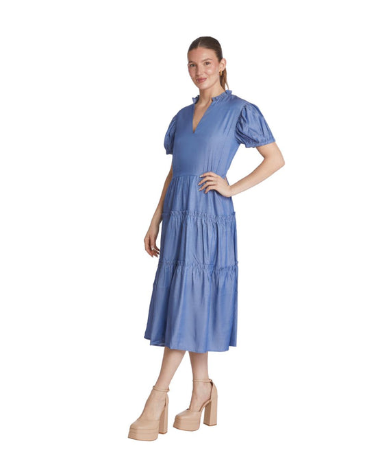 Georgette Dress - Chambray-blue