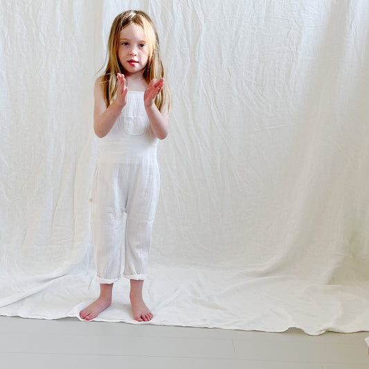 Cross Back Overall - White