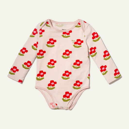 Recycled Cotton Flower Bodysuit - Petal Pink Floral