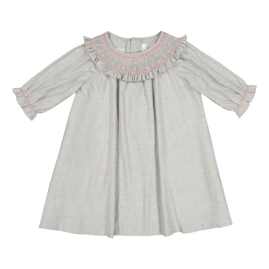 Sherazade Grey Long Sleeve Bishop Dress