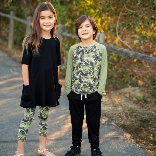 Raglan Henley - Green Camo