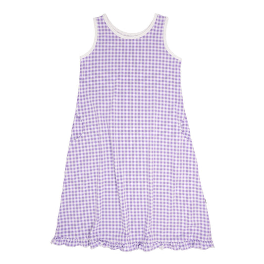 Summer Boho Dress - Gingham Purple