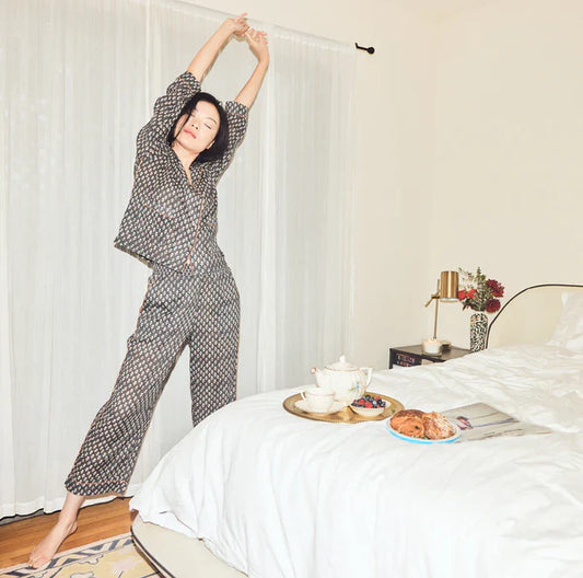 Rosie Pajamas Pants - Faded Black/Cream Dot print