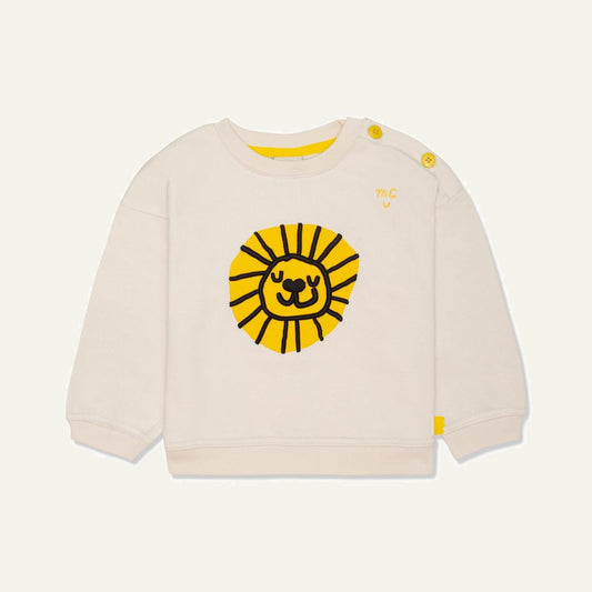 Recycled Cotton Lion Kid Sweatshirt - Natural/cyber Yellow