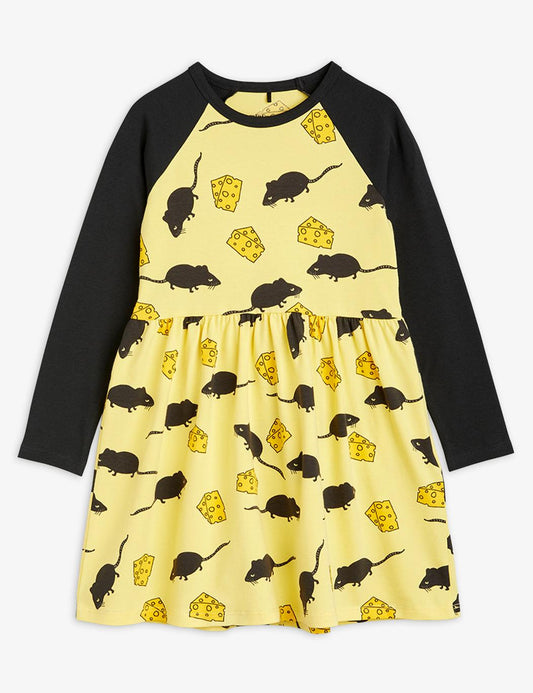 Mouse Aop Ls Dress - Yellow