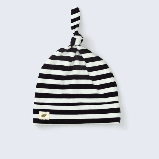 Top Knot Cap - Black Classic Stripe